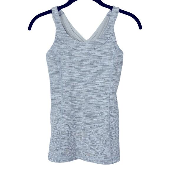 LuluLemon Enhearten Tank top crossback gray spacedye strappy crossback Size 4 - Picture 1 of 8